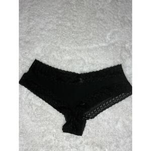 Victoria’s Secret Cotton Lingerie Black Lace Cheeky Panty S NWT